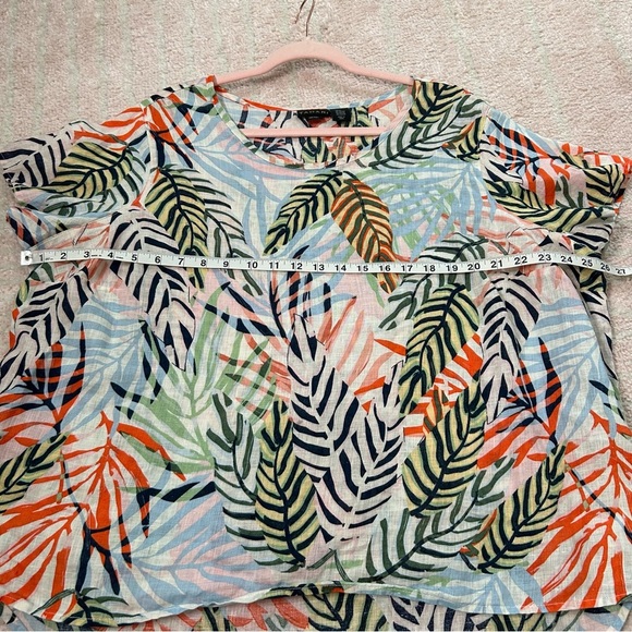 Tahari 100% Linen Tropical Leaf Print Women's Top Size 2X - Picture 7 of 9